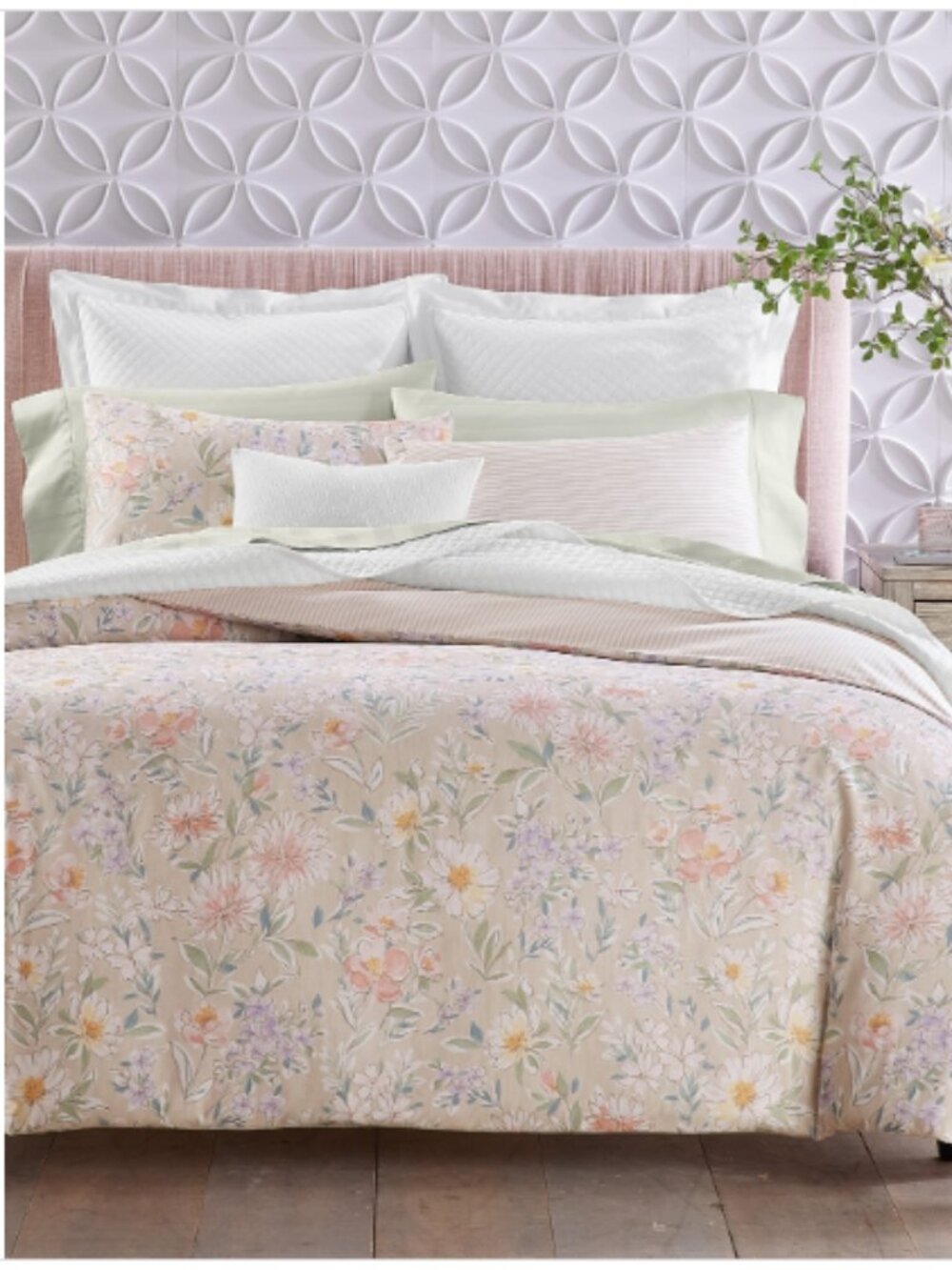 Charter Club Border Garden Comforter Set, King, Beige/kh